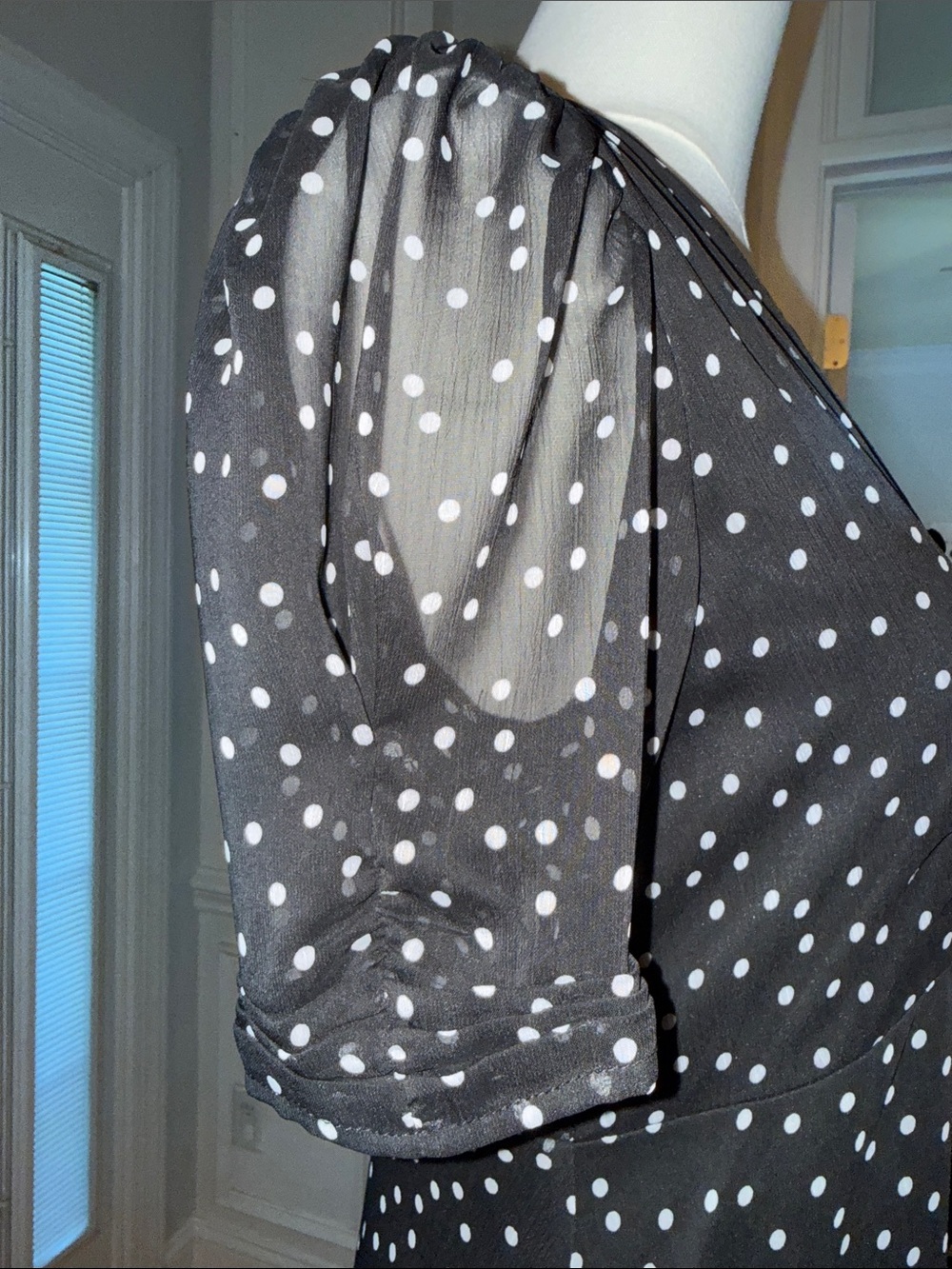 Dkny Black Polka Dot Midi Dress - Picture 5 of 8